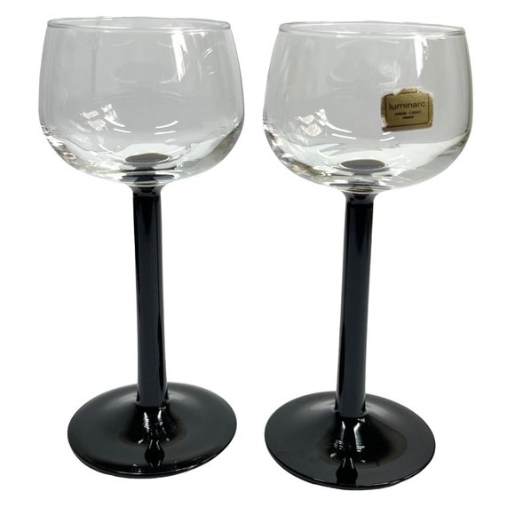 Luminarc Dining Luminarc France Black Stem Wine Glasses Set Of Two